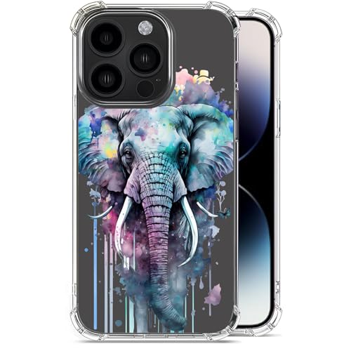 Coque iPhone 14 Pro Max transparente antichoc militaire motif éléphant 6.7