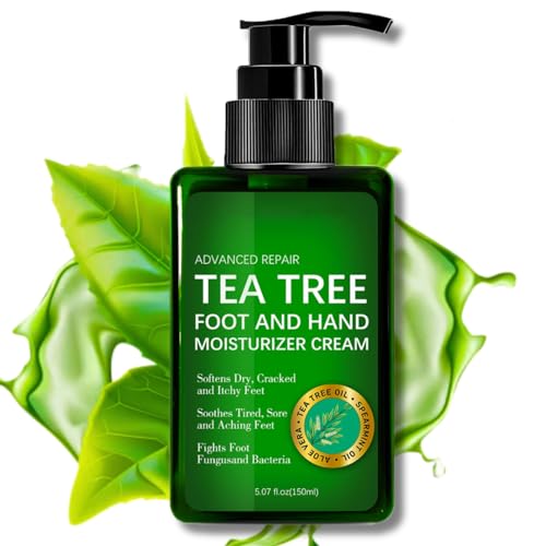 IZBEAUVO Tea Tree Oil Foot and Hand Cream 150ML, Foot Cream For Very Dry Feet, Cracked Heel Repair Cream, Tea Tree Cream, Intensive Moisturizer Heel Balm For Cracked Heel,Softens Feet&Hand&Knee