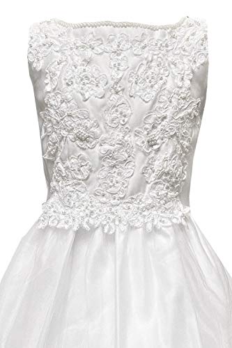 White Satin Communion Baptism Dress With Beaded Applique - Size 18X #TOP2
