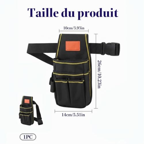 Dargkwn Sacoche à Outils avec Ceinture Réglable et Robuste en Tissu Oxford Renforcé - Tablier de Bricolage Multi-Poches pour Électricien, Menuisier et DIY - Ceinture de Travail Porte-Outils Durable – vue 2