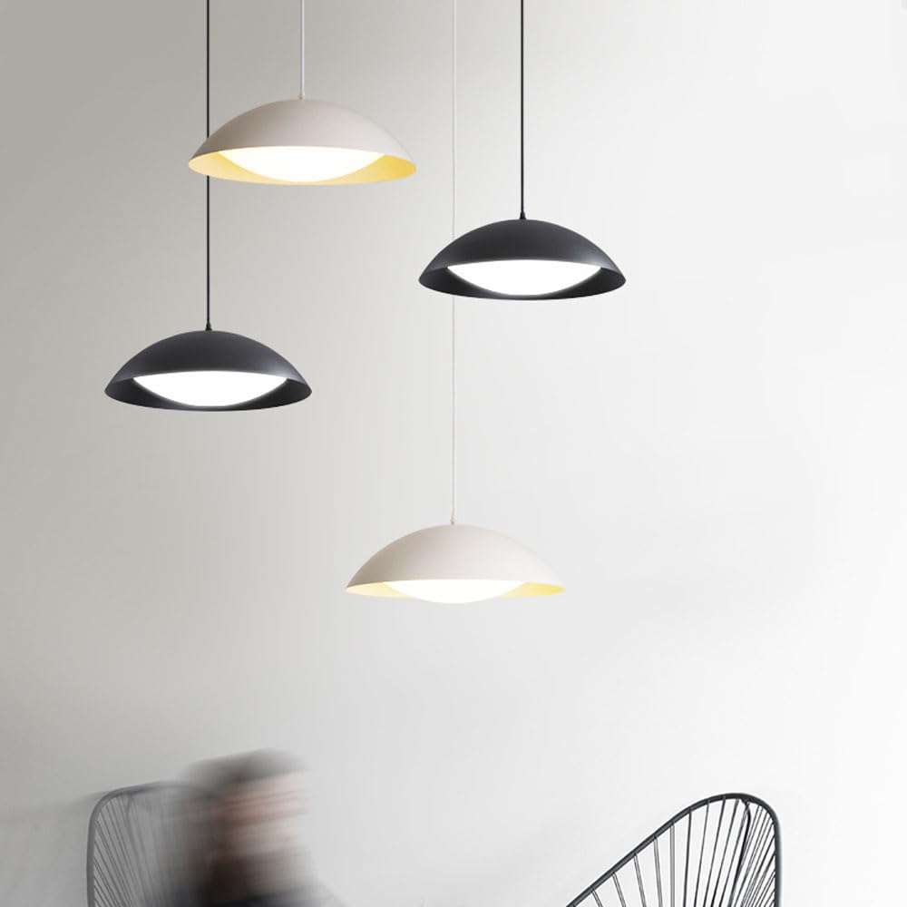 WEZXRLZNE Modern Simplicity Pendant Lights Semicircle Hanging Light with Iron Shade Drop Light Fixtures for Dining Room Entryway Coffee Shop 1 Light Chandelier Adjustable Height(Dark)