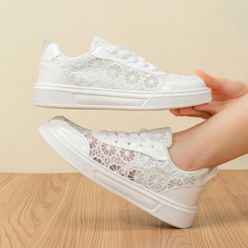 Chaussures plates décontractées à lacets femme respirantes d'été et derbies ajourées légères - 3