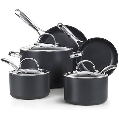 Cooks Standard 8-Piece Nonstick Hard Anodized Cookware Set, Pots and Pans Set Includes Saucepans, Stockpot, Frying Pans, Lids, Black Cover