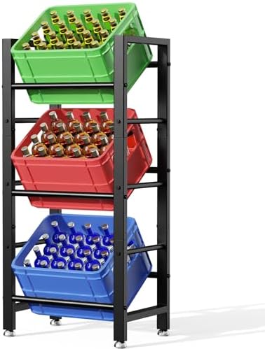Mavivegue Getränkekistenregal für 3 Getränkekisten mit Verstellbaren Füßen | Stabiles Metall Getränkeregal, Platzsparend kistenregal für Wohnzimmer Küche Keller- Bier Obst Gemüse W