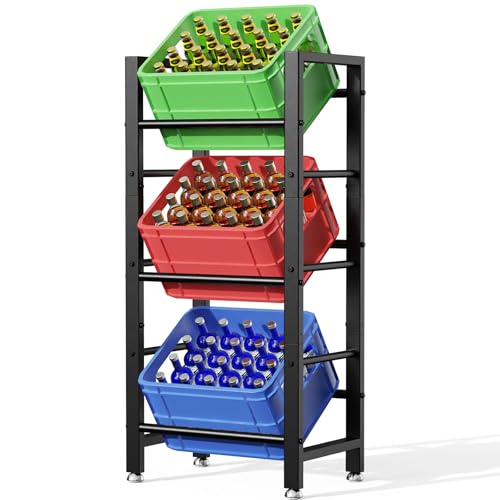 Mavivegue Getränkekistenregal für 3 Getränkekisten Stabiles Metall Getränkeregal Platzsparend kistenregal mit Verstellbaren Füßen für Wohnzimmer Küche Keller- Bier Obst Gemüse Wasser