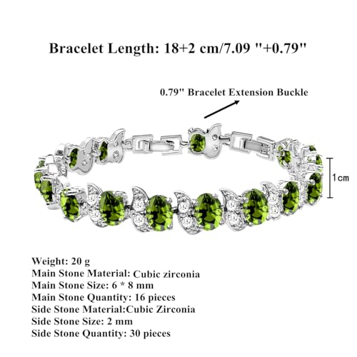 Image of LMXXVJ Fashion Tennis Bracelet Created Emerald White Gold Plated Charm Bracelet Gifts Jewelry for Women