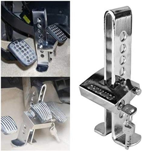 Image of Autobizarre Anti-Theft Car Clutch Pedal Lock Chrome Finish Stainless Steel Security Lock System for All Cars - Key Lock