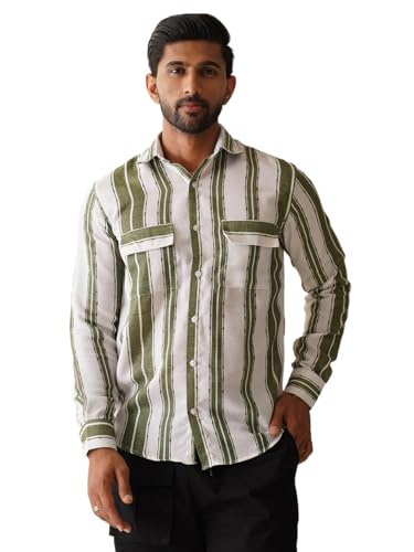 Image of Indian Needle Men's Striped Regular Fit Shirts