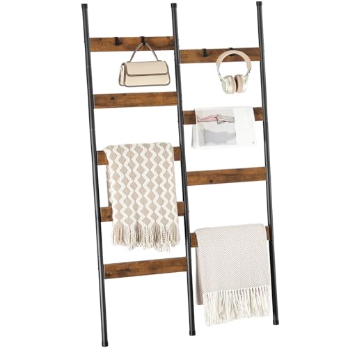 HOOBRO Blanket Ladder, 9-Tier Wall-Leaning Towel Rack, 33.9" Double Row