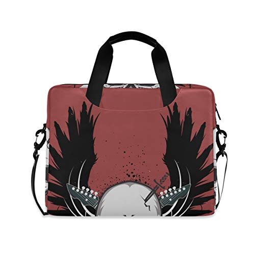 ノートパソコンケース ブリーフケース3way 音楽 ギター 骨 スカル ノートパソコンバッグ ショルダー おしゃれ 多機能 手提げ スーツケース持ち手対応