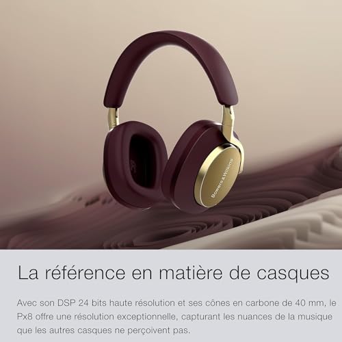 Image of Bowers & Wilkins Px8 Over Ear Wireless Headphones, Advanced Active Noise Cancellation, Luxurious Materials, 30-Hour Battery Life, 15-Min Quick Charging, Royal Burgundy