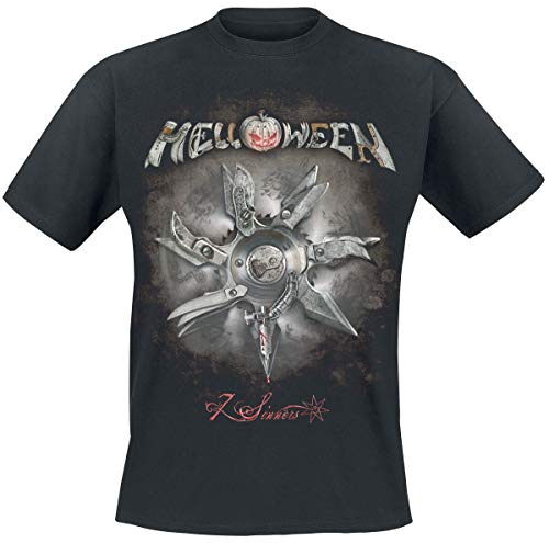Helloween 7 Sinners Hombre Camiseta Negro M, 100% algodón, Regular
