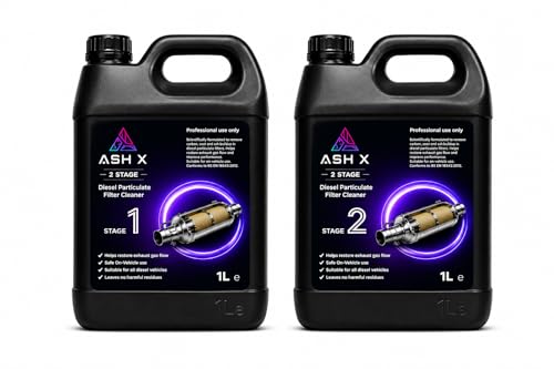 AshX 2 Stage DPF Cleaner 1L Kit ON-VEHICLE - No DPF Removal - Targets Soot Carbon and Ash Deposits Restores Exhaust Gas Flow for Cars Vans and Trucks