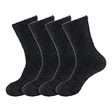 BambooMN Women's Super Soft and Cozy Feather Light Fuzzy Home Socks - Coal Black - 4 Pair Value Pack - Size 4-10