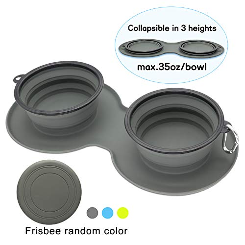 WINSEE Collapsible Dog Bowls with Mat, Portable Foldable Travel Dog Bowls, Expandable Cup