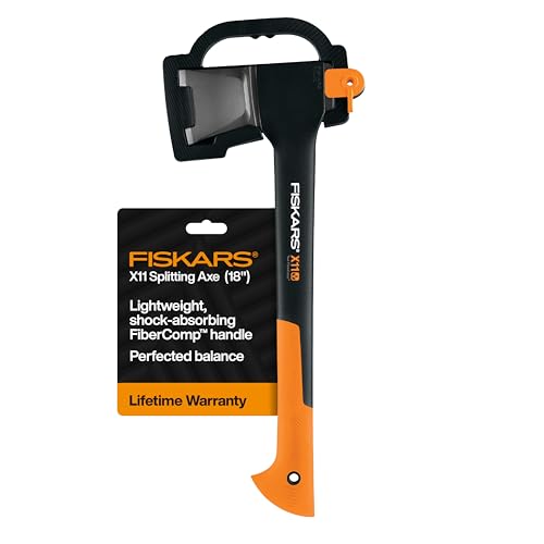Fiskars X11 Splitting Axe Hatchet, 17' Tree Branch Cutter and Wood Axe for Small Logs with Shock-Absorbing Handle