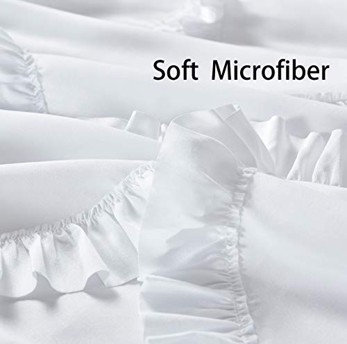 Dosly Idées White Ruffle Fabric Shower Curtain For Bathroom,Mermaid Pattern,Farmhouse,Country Rustic,Cute,Washable And Waterproof,72X72 Inch Long #TOP2