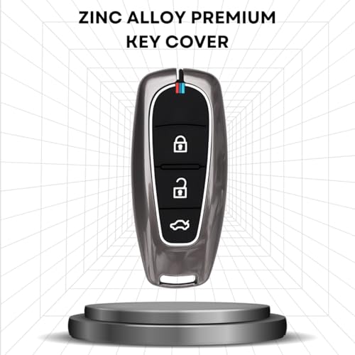 Image of KEYCEPT Metal Alloy Key Cover for Suzuki Baleno | Grand Vitara | S Cross | Ciaz | Swift | Ignis | XL6 | Fronx | Brezza | Jimny 3 Button Smart Key with Keychain (Long Keychain).
