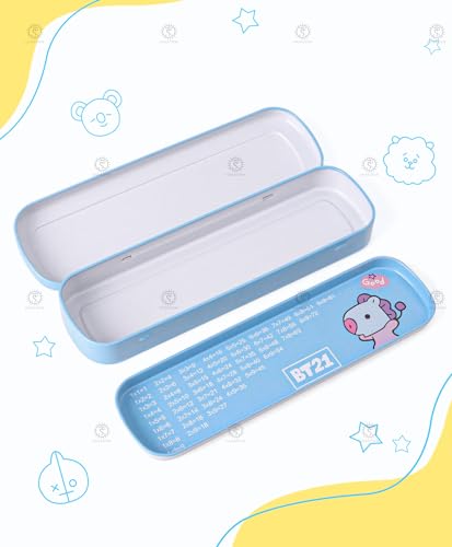 Image of SHAKTISM Beautiful Stationery Set with Pencil, Eraser, Pencil Box, Sharpener, Combo School Stationery Set for Kids - 9pcs (BTS-Blue)