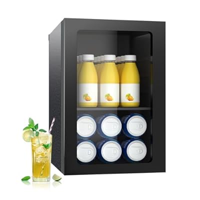 DOGHLY 0.9 Cu.ft Beverage Refrigerator Cooler, 20 Can Mini Fridge with Glass Door, and Temperature controllable switch for Soda, Beer or Wine For Office or Bar with Adjustable Removable Shelves