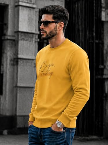 Image of Mack Jonney Men's Printed Fleece Sweatshirt|Full Sleeve Round Neck Winter Sweatshirt for Casual Wear|Travel|Gym & Everyday Style-mj-62