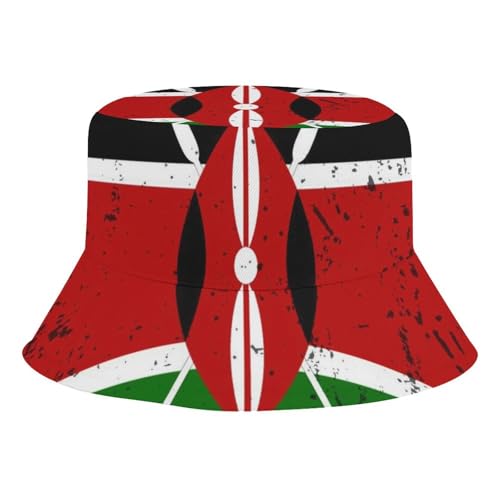 Retro Kenyan FlagChildren's Bucket Hat for Boys and Girls, Breathable Summer Beach Hat52cm
