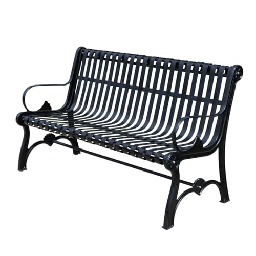 Weatherproof Outdoor Garden BenchAllWeather AntiRust Metal Porch Chair HeavyDuty Cast Iron Entryway Furniture Slatted Seat for Front Porch & Backyard