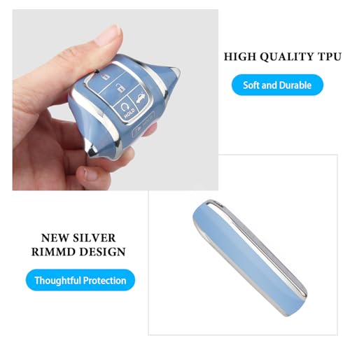 Image of MILD EAST for Honda Key Fob Cover with Keychain 5 Buttons(Blue)