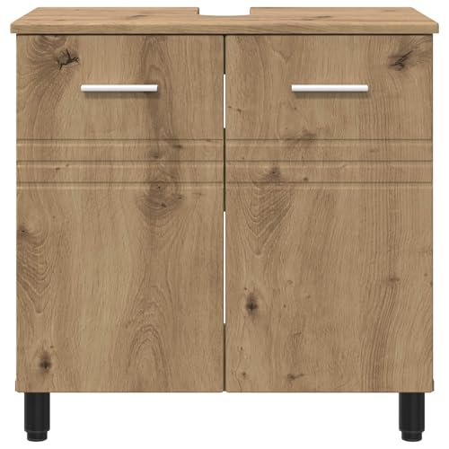 Mueble de baño de madera de roble Artisan con estante interior y diseño elegante 6