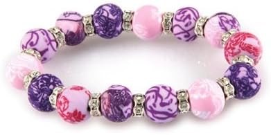 Viva Beads Bracelet Crystal 12mm Chunky Plum Orchard Fimo Clay
