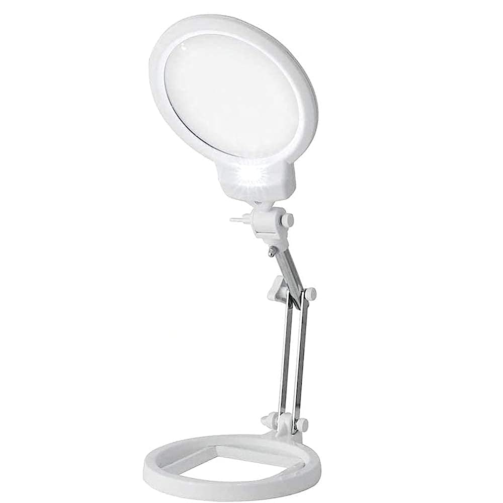 Loupe 2-en-1 pliable mains libres CRODY à LED pour lecture et art