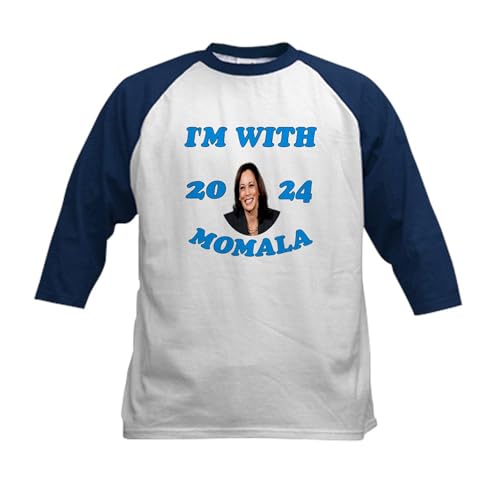 CafePress I'm with Momala Kids Baseball T Shirt Kids Cotton Baseball Jersey, 3/4 Raglan Sleeve Shirt Navy/White
