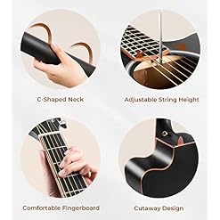 Vangoa 4/4 Guitare Électro-acoustique 41 pouces 4 Bandes EQ Pan Coupé Guitare Électrique Acoustique Adulte Pleine Taille avec Kits pour Débutants, Noir - Les Beatles, Paul McCartney, John Lennon, RIngo Starr, George Harrison Vangoa 4/4 Guitare Électro-acoustique 41 pouces 4 Bandes EQ Pan Coupé Guitare Électrique Acoustique Adulte Pleine Taille avec Kits pour Débutants, Noir – Image 5