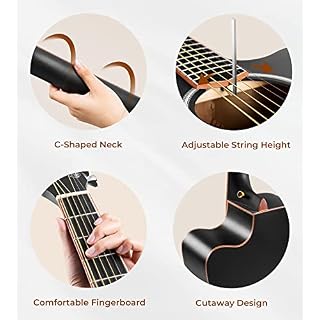 Vangoa 4/4 Guitare Électro-acoustique 41 pouces 4 Bandes EQ Pan Coupé Guitare Électrique Acoustique Adulte Pleine Taille avec Kits pour Débutants, Noir - Les Beatles, Paul McCartney, John Lennon, RIngo Starr, George Harrison Vangoa 4/4 Guitare Électro-acoustique 41 pouces 4 Bandes EQ Pan Coupé Guitare Électrique Acoustique Adulte Pleine Taille avec Kits pour Débutants, Noir – Image 5