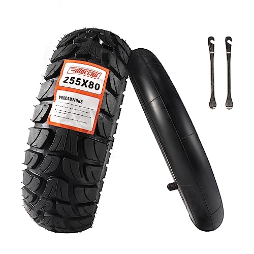 HTBCCHB 255x80 Scooter Tire Off Road,10in Electric Scooter Tire with Inner Tube Replacement Thickened Pneumatic Tyres for 10 inch 80/65-6 10x3.0 Electric car Scooter