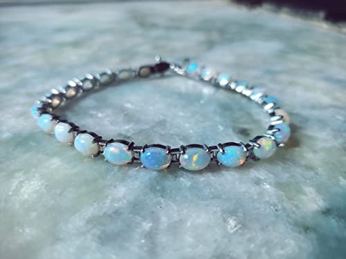 Genuine Oval Ethiopian Welo Opal Bracelet In 925 Sterling Silver Jewelry, October Birthstone Bracelet For Women/Men #TOP1