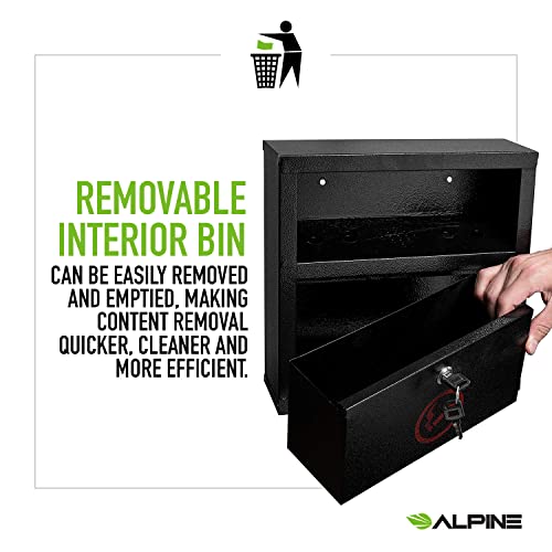 Alpine Industries Cigarette Butt Receptacle - Smoker Disposal Station - Eliminates Odor - Quick Clean Cigarette Disposal Bin - Commercial Ashtray - Black #TOP4