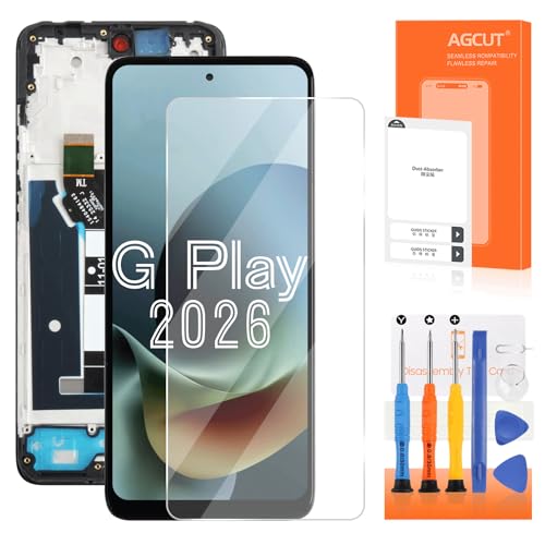 Image of AGCUT for Moto G Play 2026 Screen Replacement for Moto G Play 2026 LCD Display XT2615-1 XT2615-2 XT2615 LCD Digitizer Touch Screen Assembly Repair Kits with Frame
