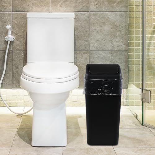 Caneca de basura rectangular de plástico 16 L negra miniatura 5