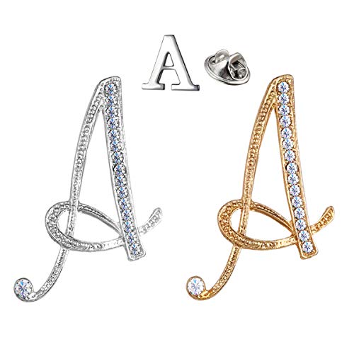Xgala 3 Pcs Letters A Plated Metal Clear Crystal Lapel Pin Brooches Collar #TOP16