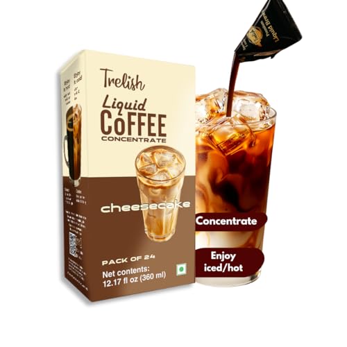 Image of Trelish Coffee Concentrate - Cheesecake| 360ml-24 servings | Single Servings | Coffee decoction,Perfect for Hot or Iced Instant Coffees, Sugar Free, Shelf Stable, No Refrigeration, Travel Friendly |