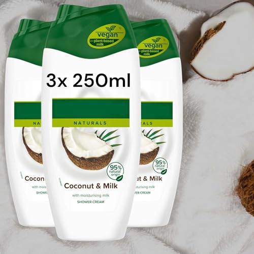 3 x 250ml Naturals Coconut Shower Gel Body Wash