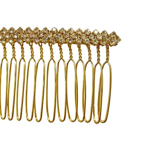 Kit 2pçs Presilha Pente De Cabelo Metal Perola Strass Lux (Dourado)