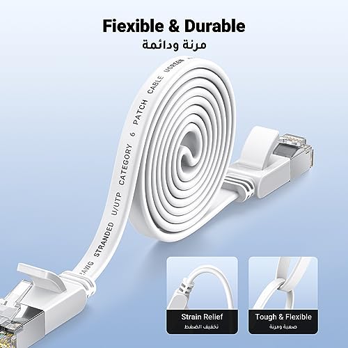 UGREEN Ethernet Cable 10M Cat6 1000Mbps Flat Lan Internet Network Cable High-Speed Shielded Cord RJ45 Compatible for Laptop, PC, PS5, PS4, TV, Modem, Router, Hub, Switch, Gaming Accessories