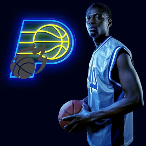 Image of Basketball Team Neon Sign, Sport Light Up Dimmable Basketball Team Logo Hanging USB Powered Led Neon Sign for Wall Decor, Bedroom, Man Cave, Party, Birthday Party Christmas Merch Deco Gift for Boys Teens Fans
