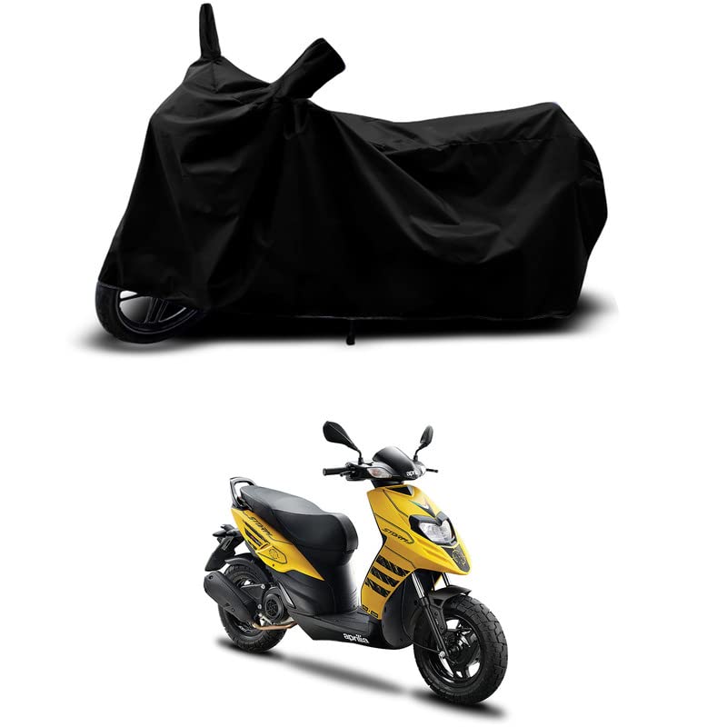 Image of 100% Scratchproof /UV-Rays /Heat Protection /Birds Dropping /Water Resistant /Dust Proof /Waterproof /Bike Scooty Two Wheeler Body Cover Compatible for Aprilia Storm 125 Drum All Varient[Black]