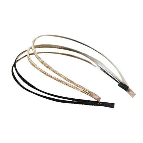 Janecrafts Wholesale 24PCS 3MM Skinny Double Line Braid Headband Hairband-Gold Black