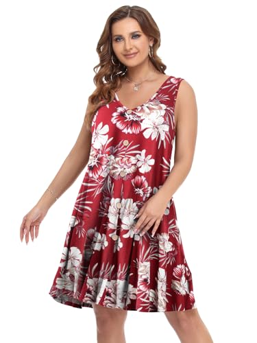Image of BELAROI Summer Dresses for Women Beach Tshirt Sundress V Neck Casual Swing Tank Dress Swimsuit Cover Ups Pockets