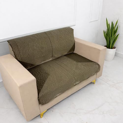 Image of Homerz Premium Petal Charm Sofa Cover | Embossed Floral Pattern | Soft Touch, Anti-Dust & Easy Wash Fabric (Coffee, 2 Seater with Back)
