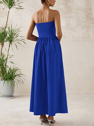 Image of PRETTYGARDEN Women 2026 Summer Elegant Strapless Maxi Dress Tube Top Dress A Line Flowy Long Wedding Party Cocktail Dresses
